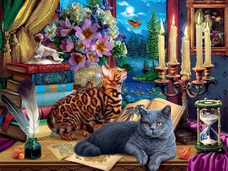 Jigsaw Puzzle «Still life with cats»