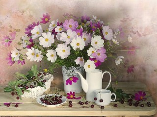 Jigsaw Puzzle «Still life with cosmos»