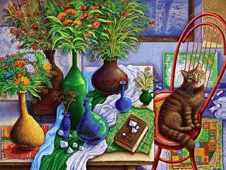 Jigsaw Puzzle «Natyurmort s kotom»