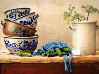 Rompecabezas «Still life with cucumbers»