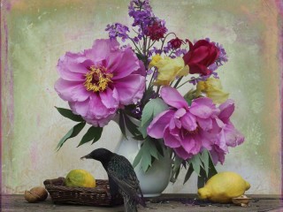 Puzzle «Still life with peonies»