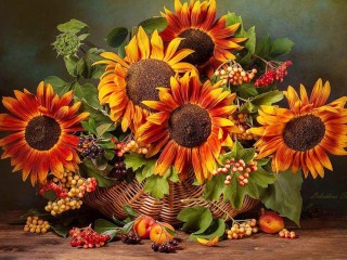 Quebra-cabeça «Still life with sunflowers»