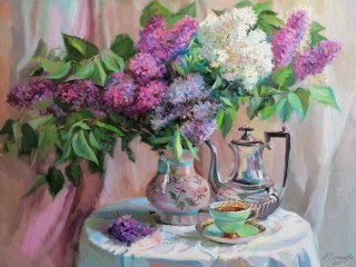 Puzzle «Still life with lilacs»