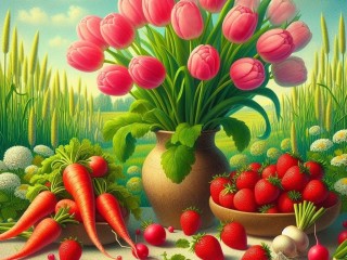 Puzzle «Still life with tulips»