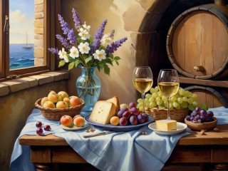 Puzzle «Still life with wine»