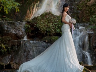 Rompecabezas «Bride by the waterfall»