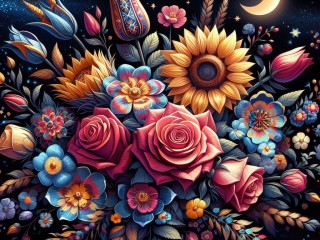 Puzzle «Night flowers»