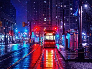 Quebra-cabeça «night tram»