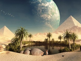 Jigsaw Puzzle «Oasis and pyramids»