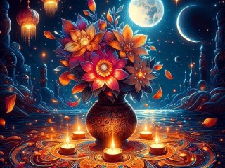 Jigsaw Puzzle «Lights and petals»