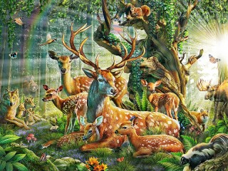 Jigsaw Puzzle «Deer in the sun»