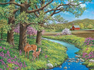 Bulmaca «Deer by the stream»