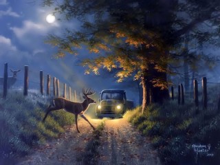 Пазл «Deer crossing»
