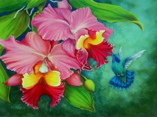 Rompicapo «Orchids and bird»