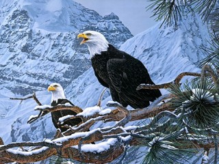 Quebra-cabeça «Eagles in the mountains»