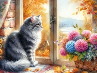 Пазл «Autumn outside the window»