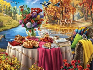Puzzle «Autumn tea party»