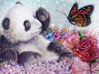Пазл «Panda and butterfly»