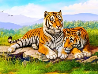 Puzzle «Couple of tigers»