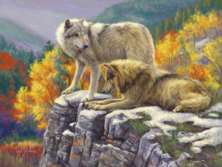Rompecabezas «A pair of wolves»