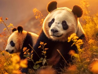 Puzzle «A couple of pandas»