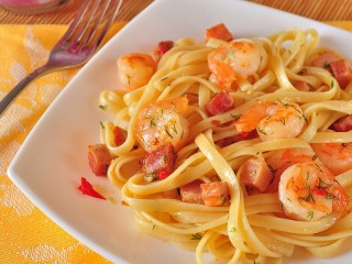 Jigsaw Puzzle «Pasta with shrimps»