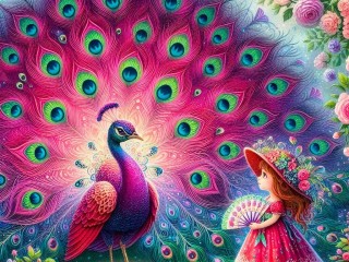 Rompicapo «Peacock and girl»