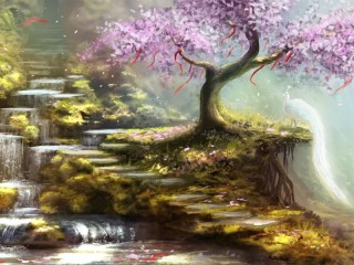 Puzzle «Peacock under the sakura»