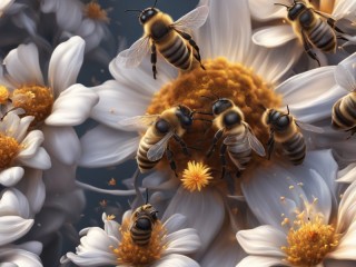 Quebra-cabeça «Bees on daisies»