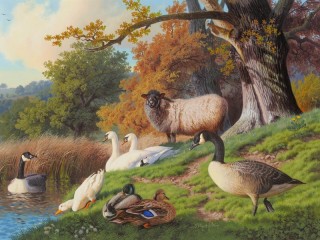 Jigsaw Puzzle «Landscape with birds»