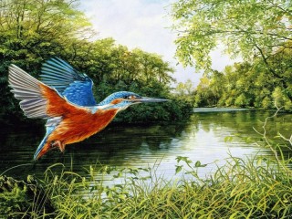 Jigsaw Puzzle «Landscape with a bird»