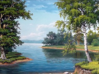 Rompecabezas «Landscape with a river»