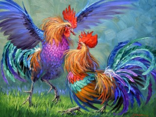 Пазл «Roosters»