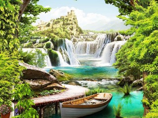 Пазл «Пейзаж с водопадом»
