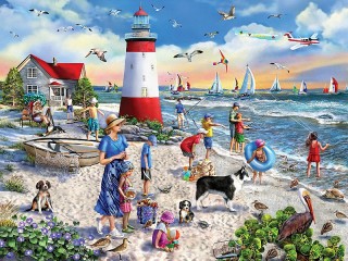 Jigsaw Puzzle «Beach at lighthouse»