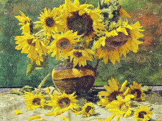 Jigsaw Puzzle «Sunflowers in a jug»