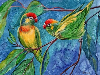 Jigsaw Puzzle «Parrots on a branch»
