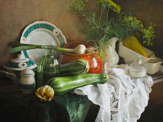 Jigsaw Puzzle «Crockery and vegetables»
