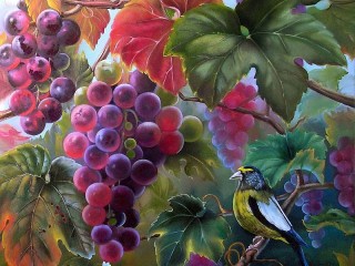 Jigsaw Puzzle «Bird and grape»