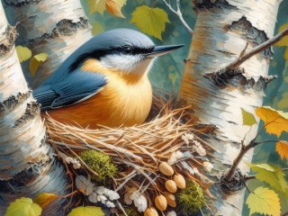 Jigsaw Puzzle «Bird in the nest»