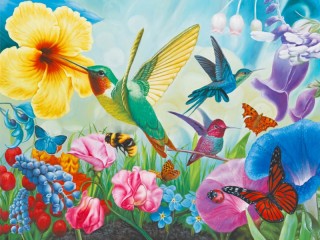 Quebra-cabeça «Birds and flowers»