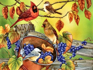 Пазл «Птицы и виноград»