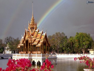 Пазл «Rainbow over pagoda»