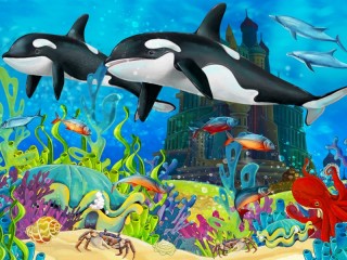 Puzzle «Fish and dolphins»