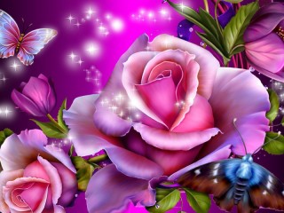 Jigsaw Puzzle «Roses and butterflies 1»