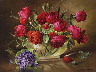 Jigsaw Puzzle «Rose and violet»