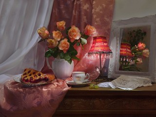 Jigsaw Puzzle «Rose and lamp»