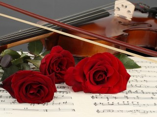 Jigsaw Puzzle «Roses and violin»