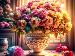 Jigsaw Puzzle «Roses in a bouquet»