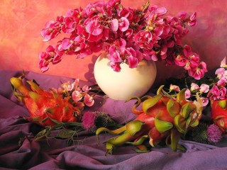 Пазл «Розовые цветы в вазе»